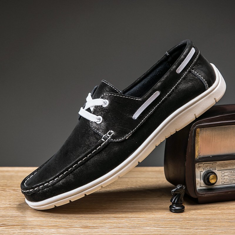 Men's Versatile Low Cut Frosted Cowhide Single Shoes - Image 3