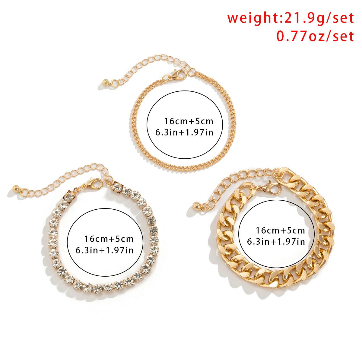 Retro Full Diamond Cross Chain Bracelet Set For Women - Image 5