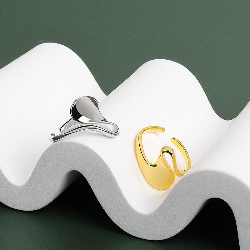 Gold-plated Ring Exaggerated Irregular Concave Wide Surface - Image 4
