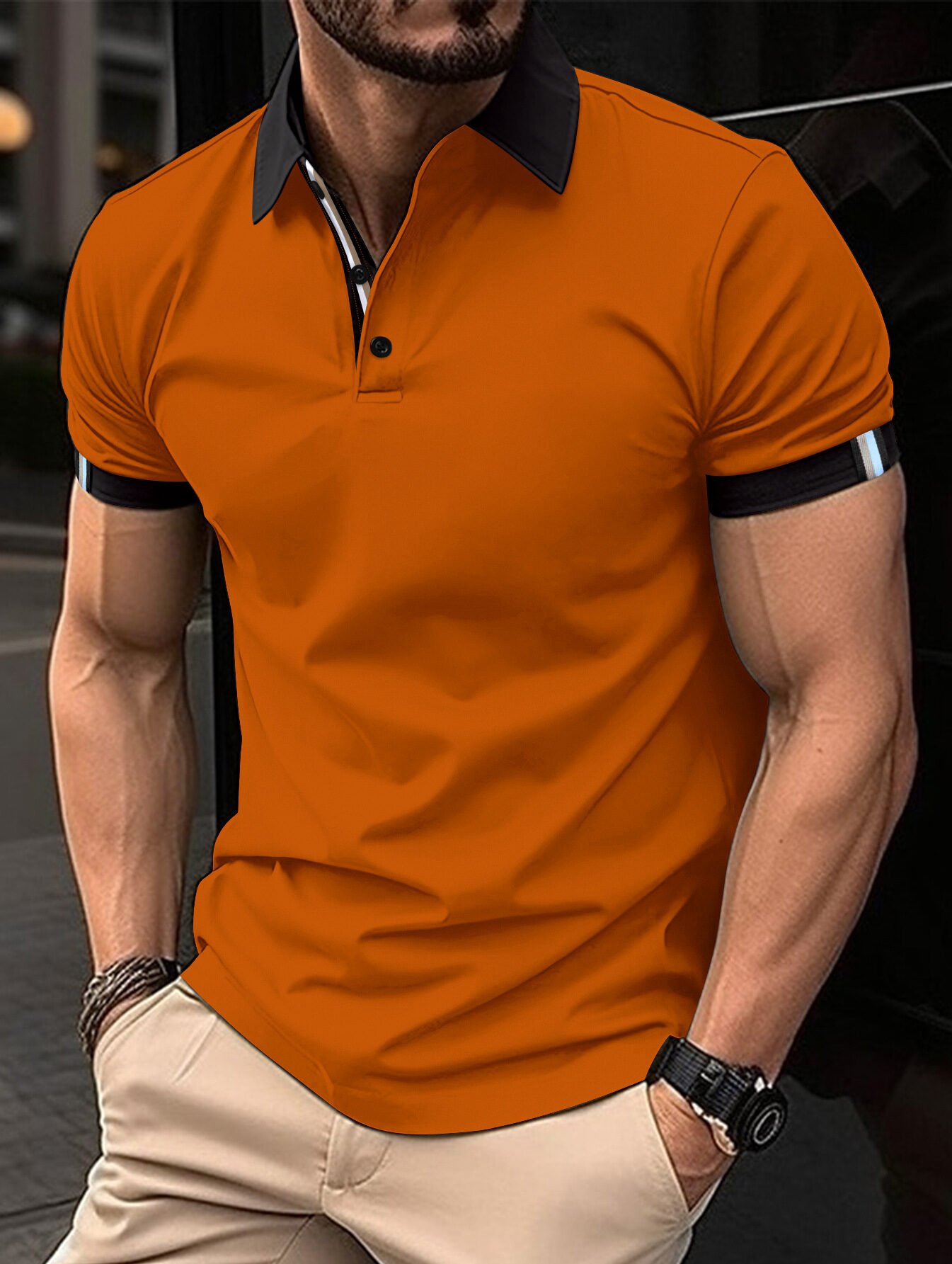 Men's Casual Button Solid Color Short Sleeves - Image 13