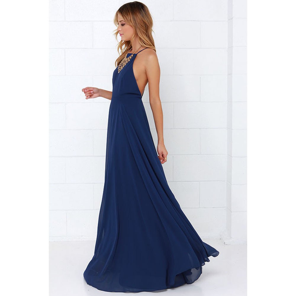 Chiffon big swing sexy backless suspender skirt long dress - Image 9