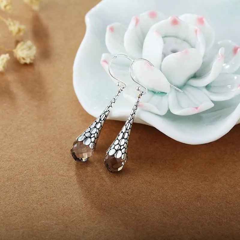 S925 Sterling Silver Drop Earrings With Retro Temperament - Image 7