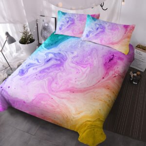 Kids Duvet Cover Set Premium Brushed Microfiber Pink And Purple Ombre Bedding Set 3 Piece Comfy Quilt Cover For Girls Bedroom