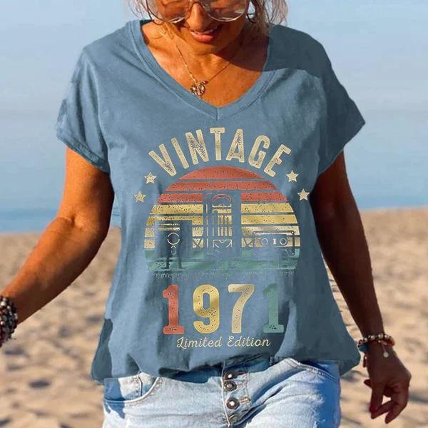 Loose Fashion V-neck Cartoon Digital Printed T-shirt - Image 19