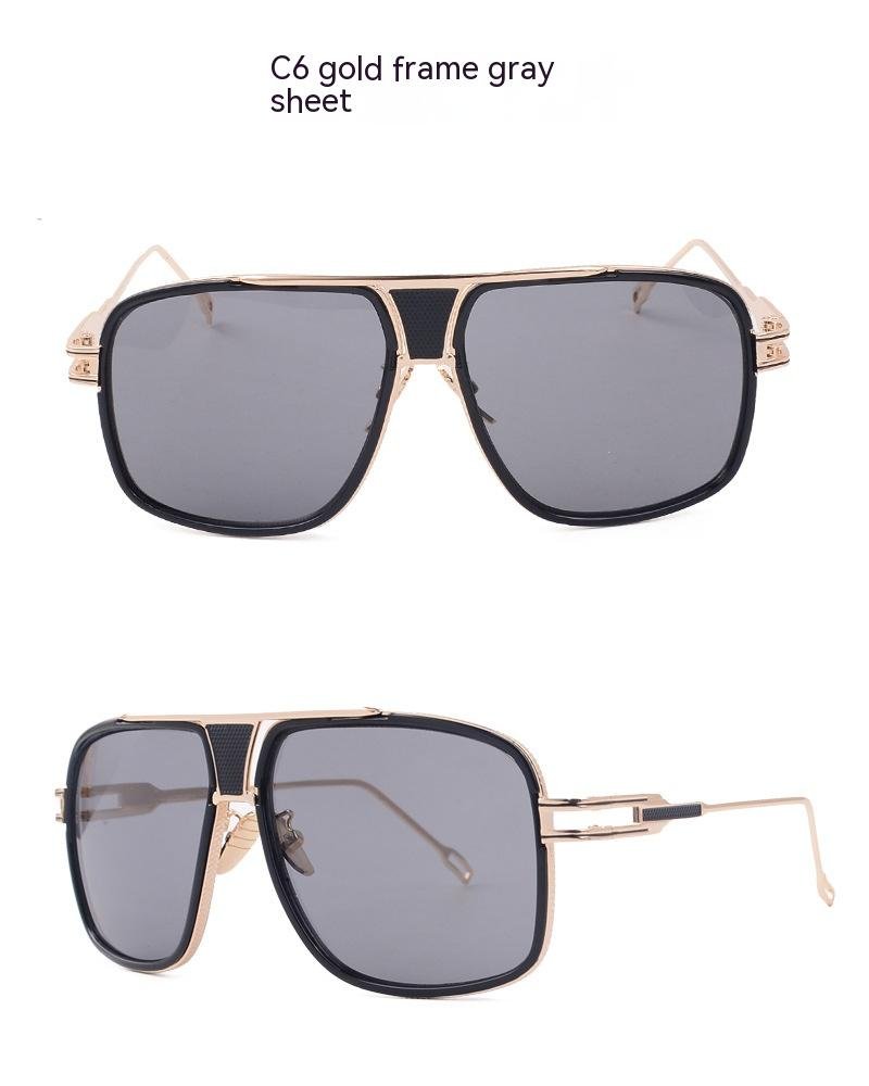 Men's Women's Sunglasses Fashion Vintage With Large Rims Metal Gradient - Image 6