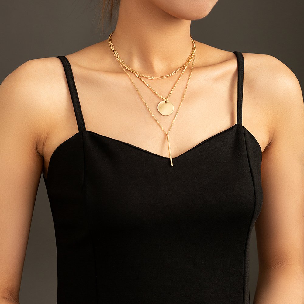 Personality Round Sequin y-shaped multi-layer Necklace - Image 4
