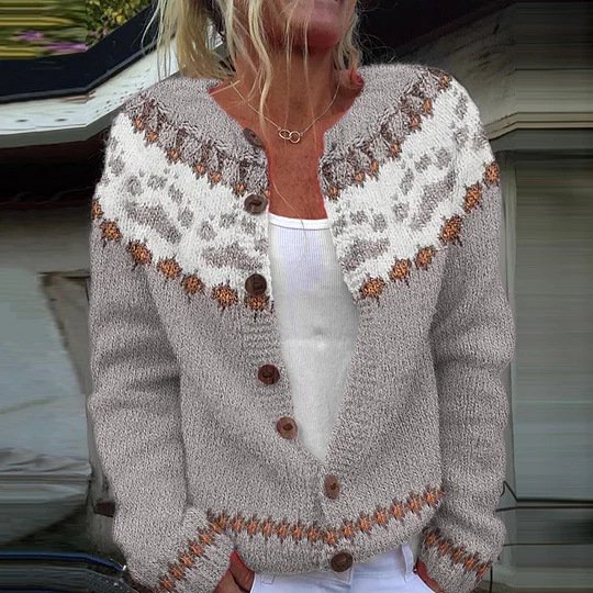 Winter Cardigan Coat Single-breasted Totem Warm Sweater - Image 19