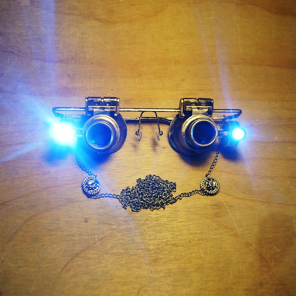 Bronze Retro Microscope Glasses With Light - Image 3