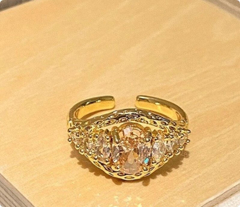 New Chinese Style Stacked Flower Salad Butterfly Opening Ring Women - Image 4