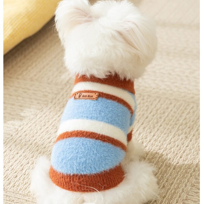 Little Dog Clothes For Autumn And Winter, Small Dog For Winter Warmth, Teddy Bichon Frise POLO Collar Pet Winter Two-legged Sweater - Image 9