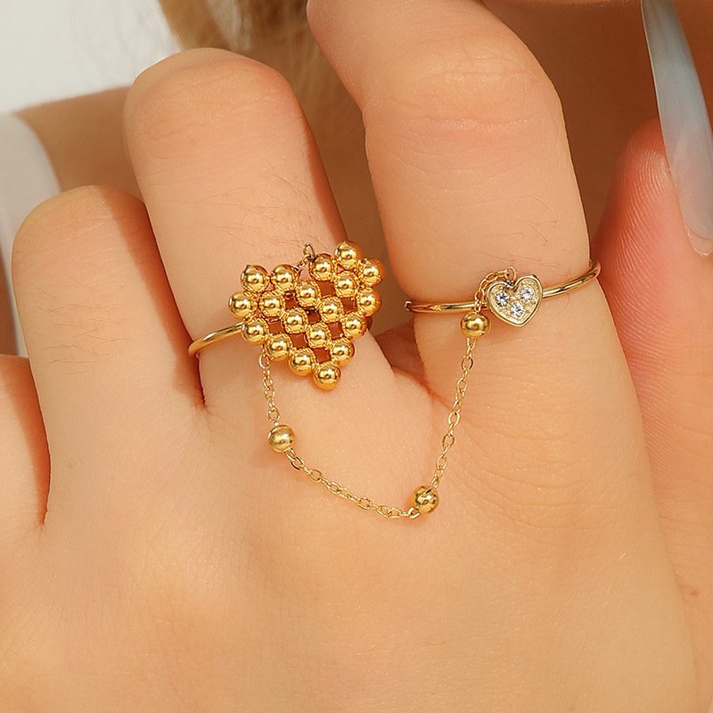 Retro Stainless Steel Ring Butterfly Flower Chain - Image 2