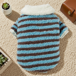 Soft Plush Striped Pet Shirt, Cozy Button-Down Puppy Sweater For Small Dogs And Cats, Warm Winter Fleece Dog Clothing, Comfortable Puppy Outfit For Chihuahua, Yorkie, Poodle, Shih Tzu
