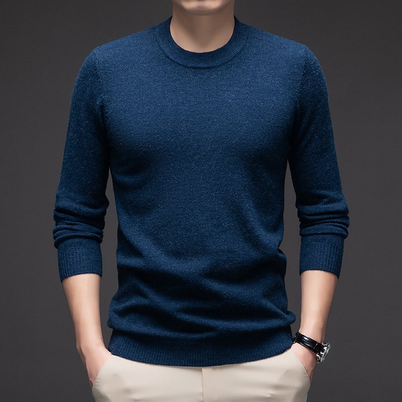 Solid Color Men's Round Neck Long Sleeve Autumn And Winter Leisure Sweater - Image 18