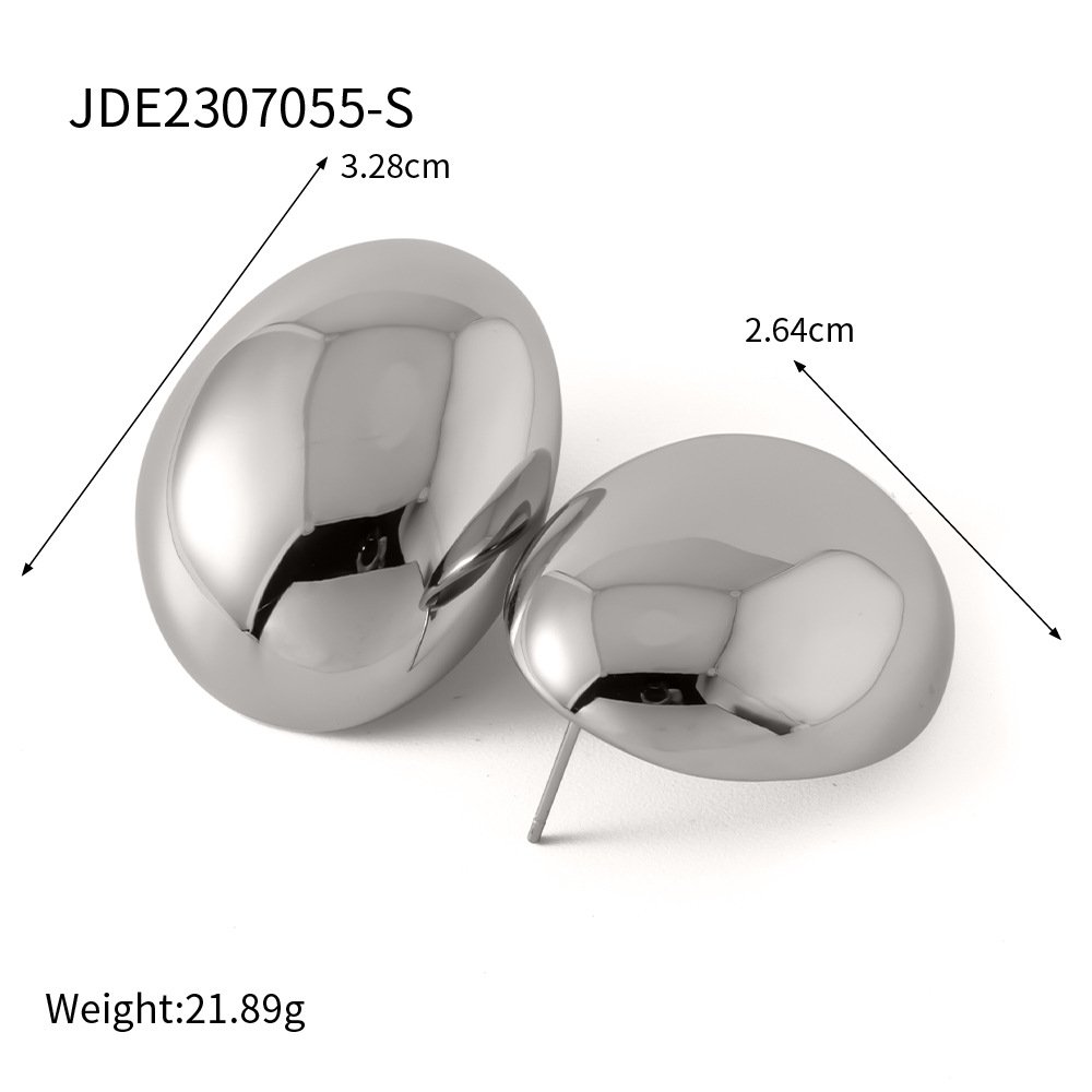 Fashion Special-interest Stainless Steel Plated 18K Glossy Round Bean Earrings - Image 7