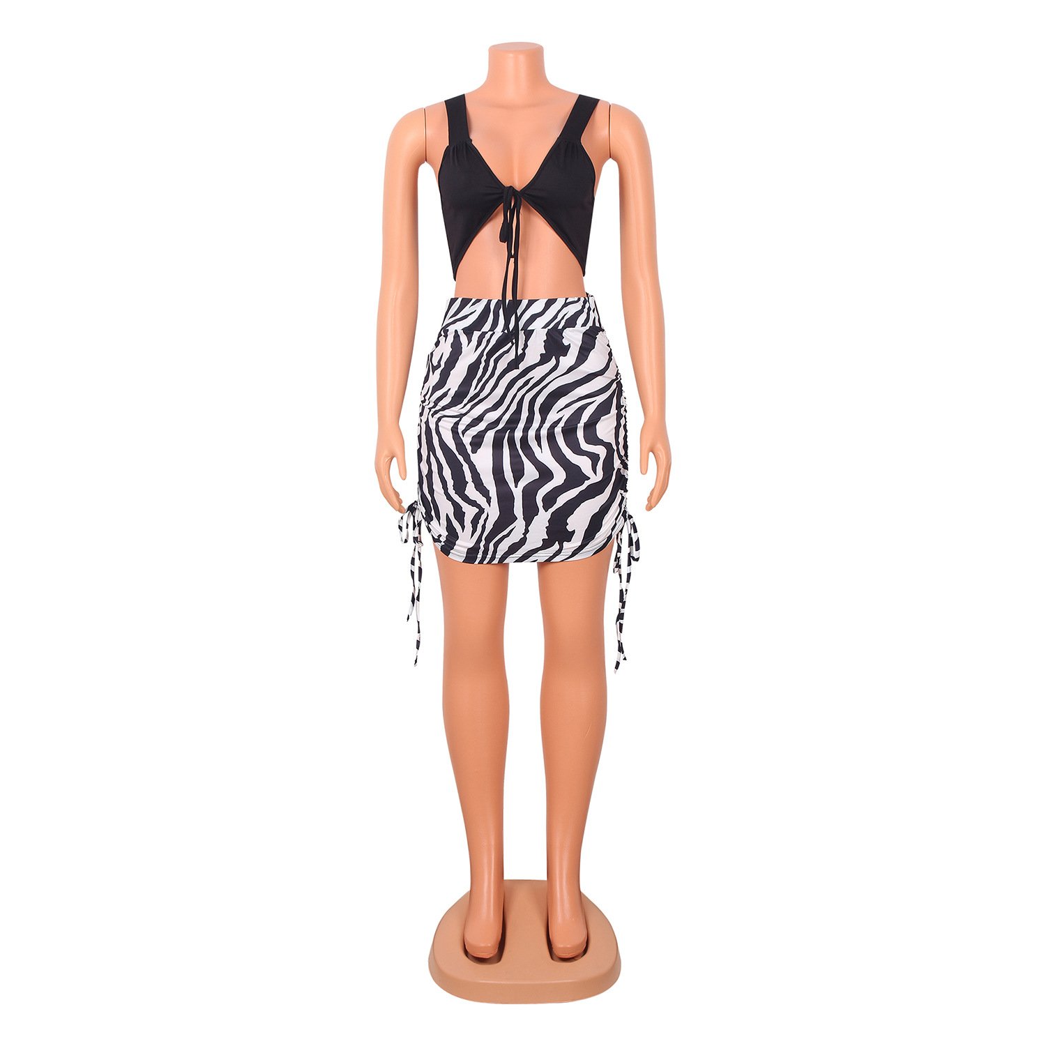 Sexy Color Matching Strappy Vest Print Ladies Two-Piece Suit - Image 8