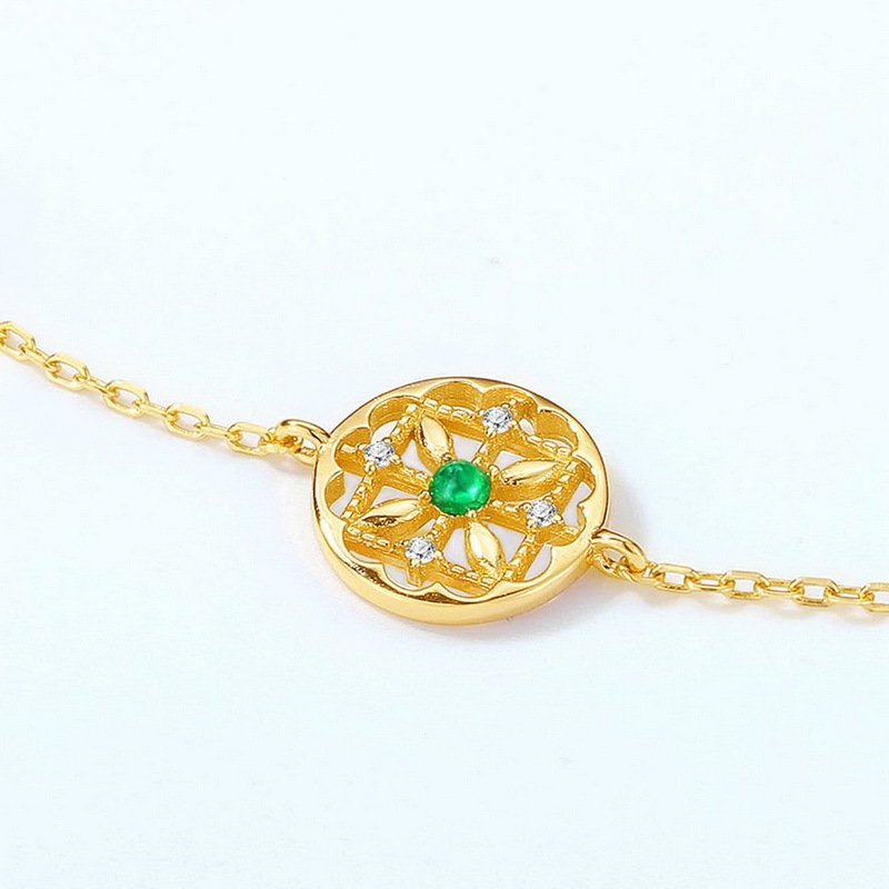 Simple Women's Natural Emerald Bracelet - Image 3