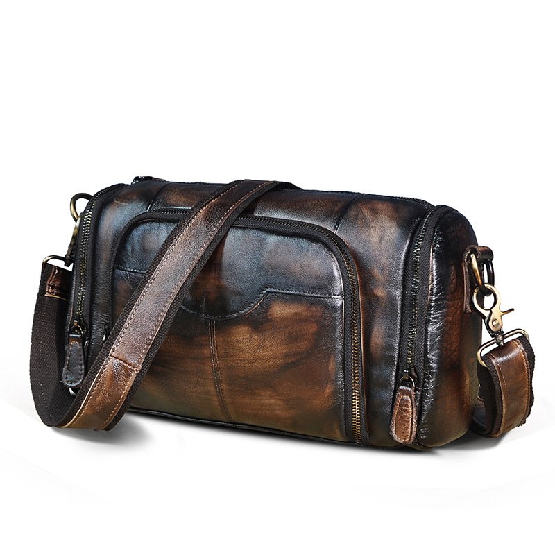 Retro Fashion Trend Leather Shoulder Messenger Bag Cowhide Pillow Bag - Image 6