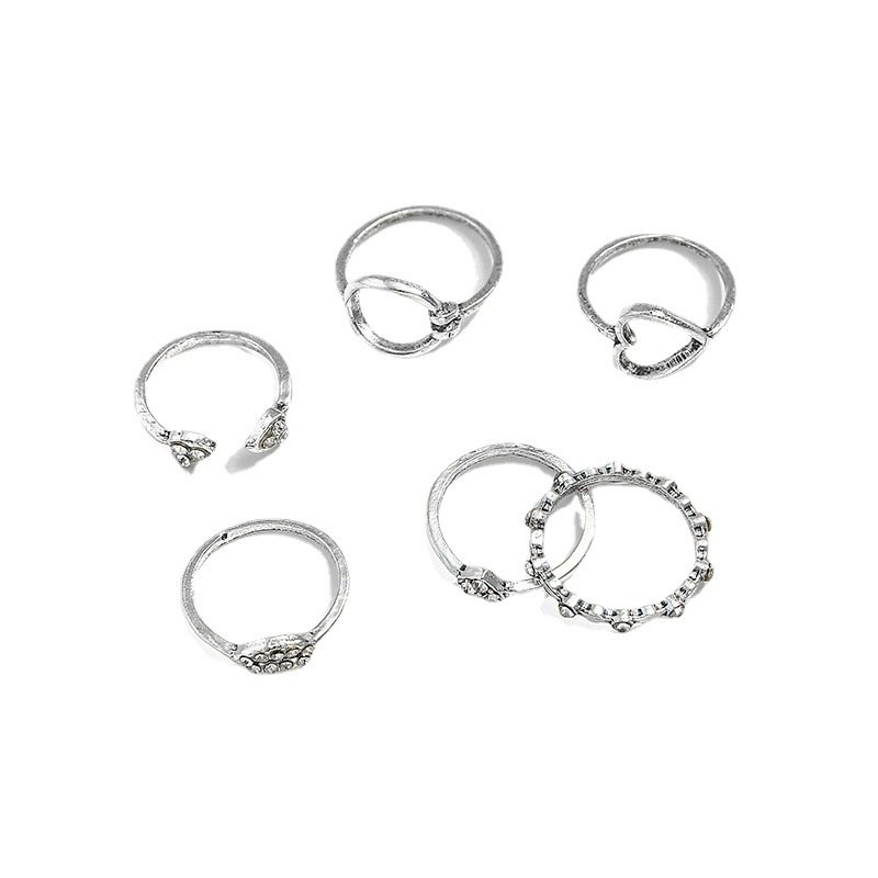 Geometric Retro Drop-shaped Diamond Ring Set - Image 3