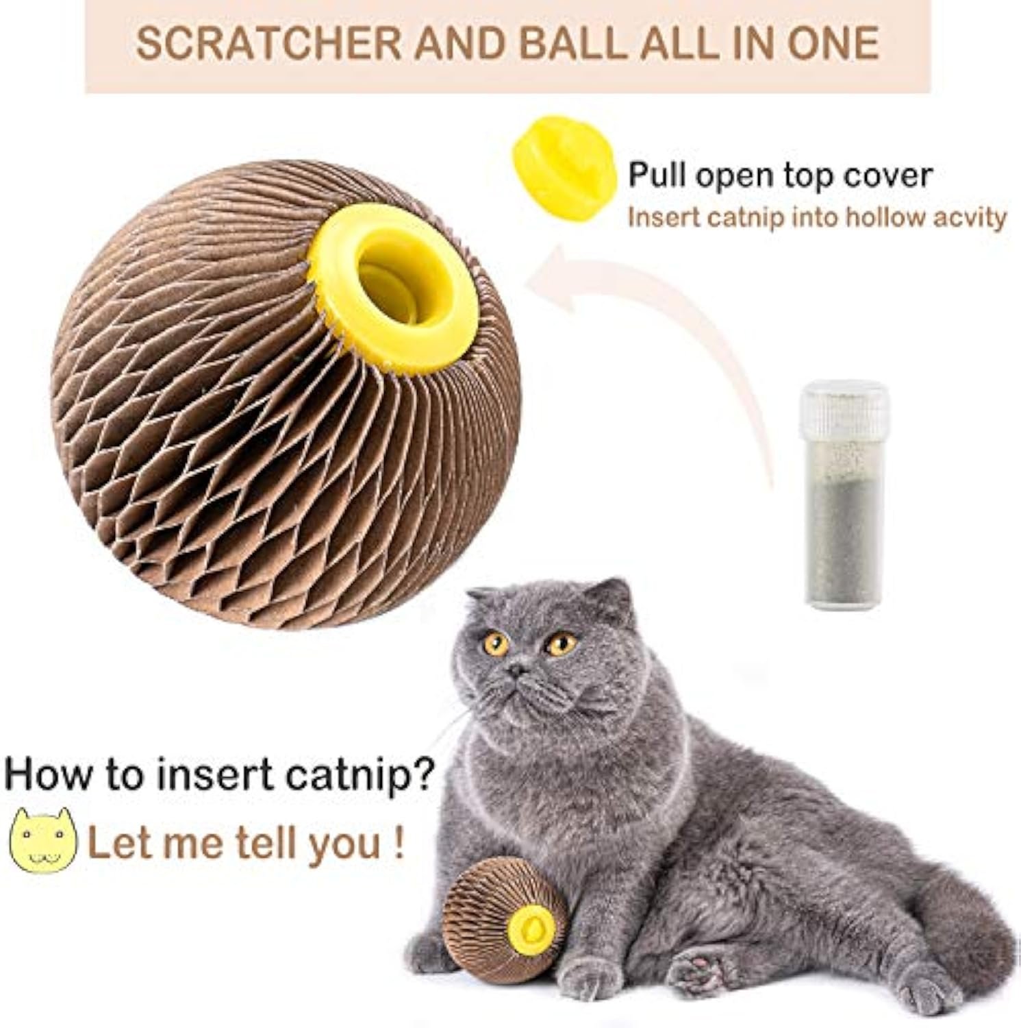 Catnip Ball Toy For Cats Catnip Refillable Scratcher Ball Kitty's Faithful Playmate Reduce Obesity And Loneliness - Image 2