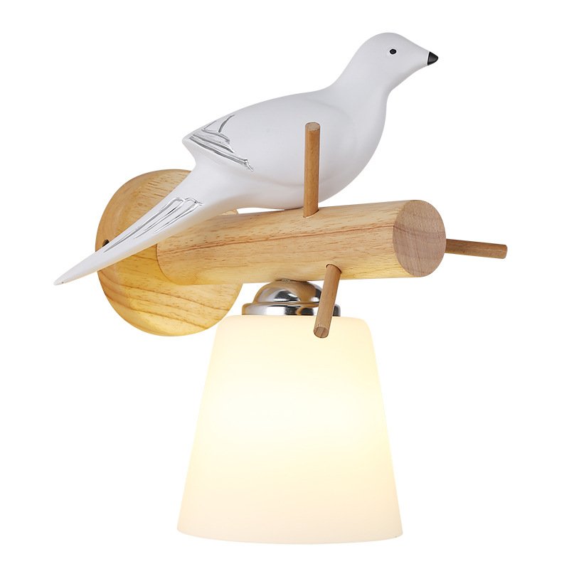 Bedroom Bedside Animal Bird Resin Wall Wood Art Decorative Lamp - Image 5