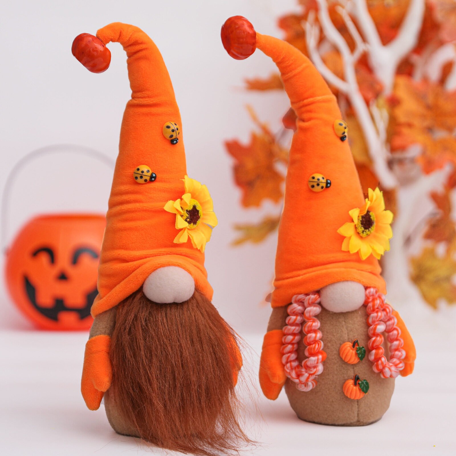 New Orange Sunflower Decorative Faceless Doll Ornament - Image 3