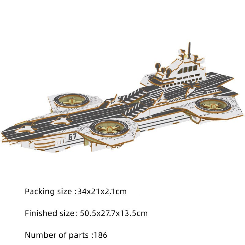 Wooden Model Of Assembled Military Ship - Image 3