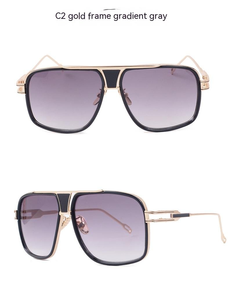Men's Women's Sunglasses Fashion Vintage With Large Rims Metal Gradient - Image 2