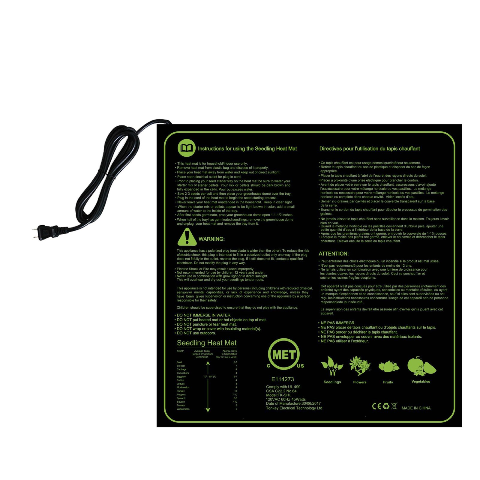 Plant Temperature Regulating Heating Pad Seed Growth Germination Waterproof Heating Pad Seedling Cultivation Seedling Pad - Image 5