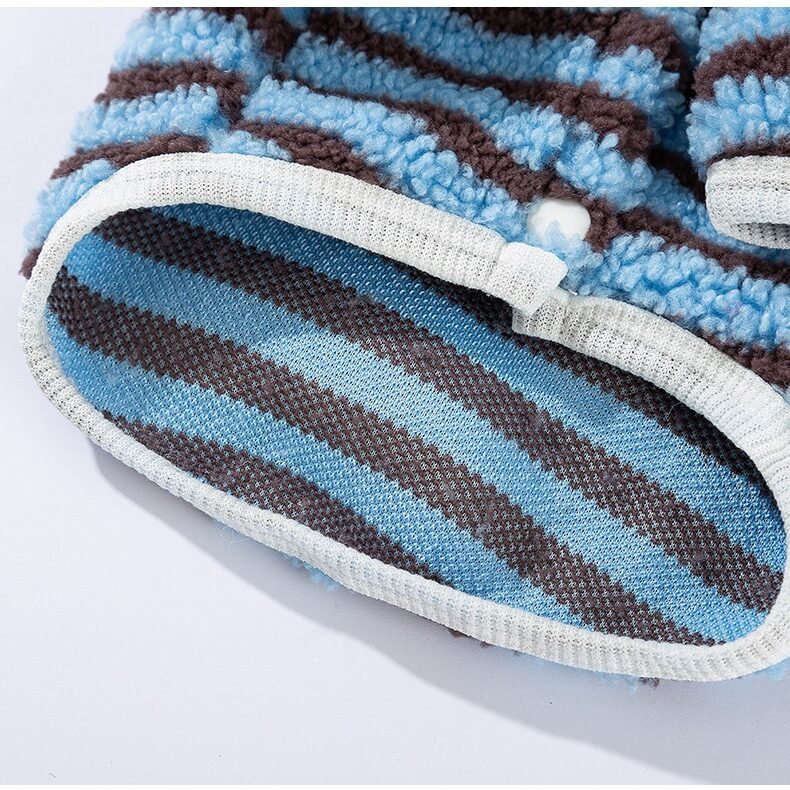 Soft Plush Striped Pet Shirt, Cozy Button-Down Puppy Sweater For Small Dogs And Cats, Warm Winter Fleece Dog Clothing, Comfortable Puppy Outfit For Chihuahua, Yorkie, Poodle, Shih Tzu - Image 4