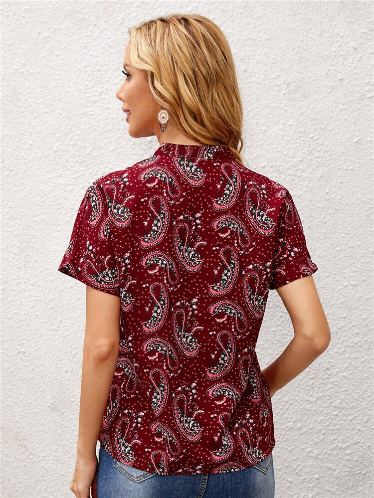 Loose Type See-Through Conventional Sleeve Temperament Commuter Printing Long-Sleeved Pullover Top - Image 3