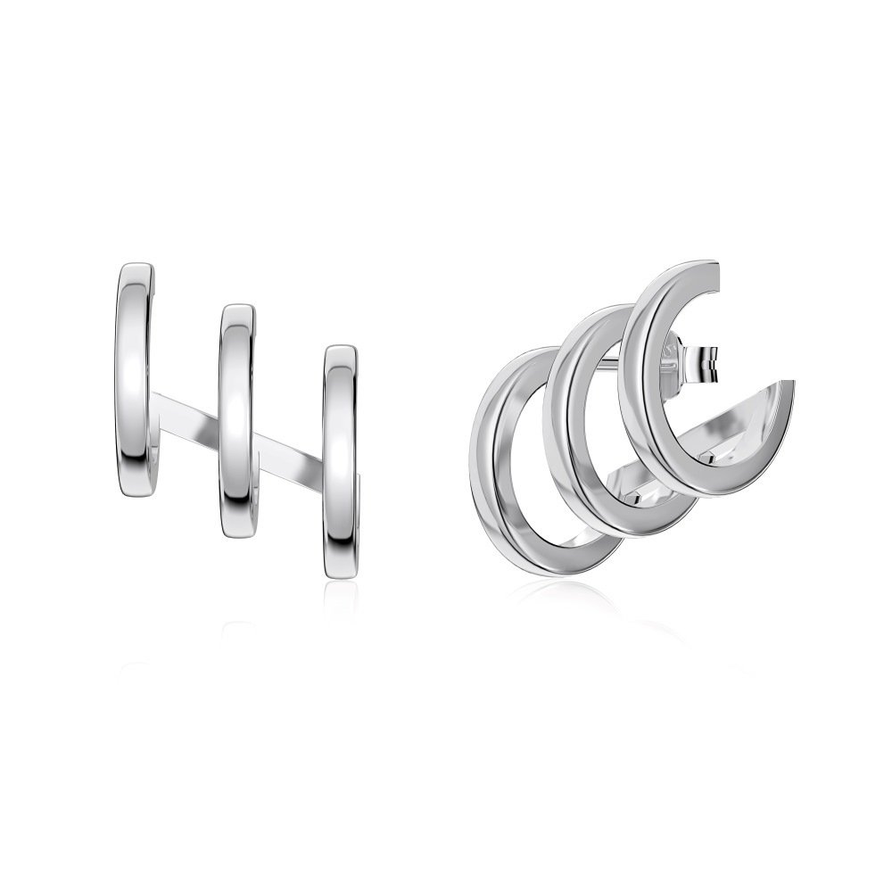 S925 Sterling Silver Multi-layer Line Twin Simple Fashion Design Small Women's Ear Studs - Image 3