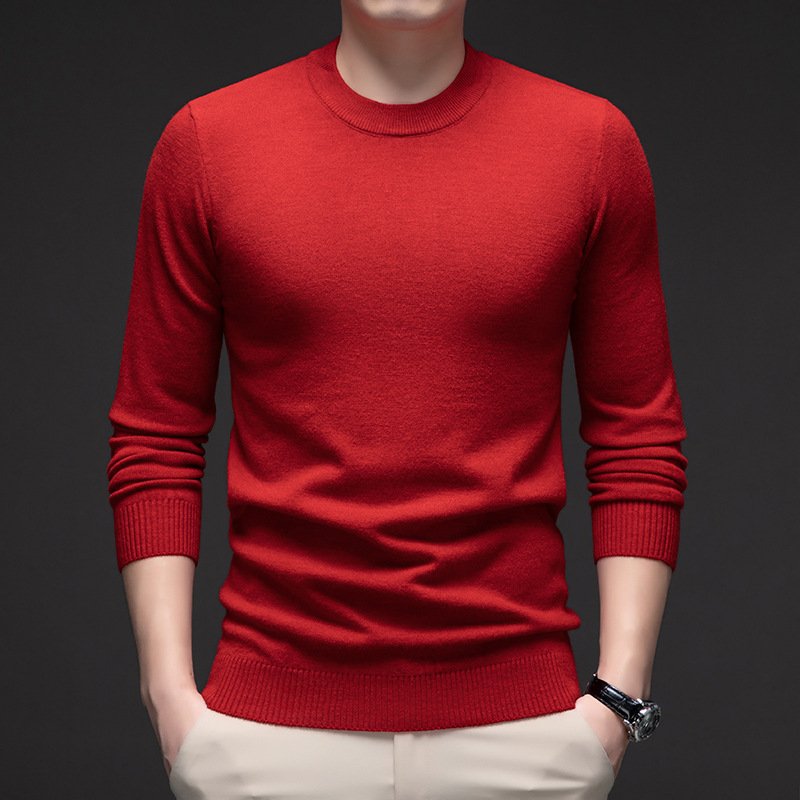 Solid Color Men's Round Neck Long Sleeve Autumn And Winter Leisure Sweater - Image 11