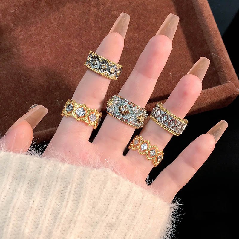 Italian Wide-brimmed Lace Vintage Open Ring - Image 2