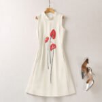 Stand Collar Three-dimensional Embroidery Vest Dress