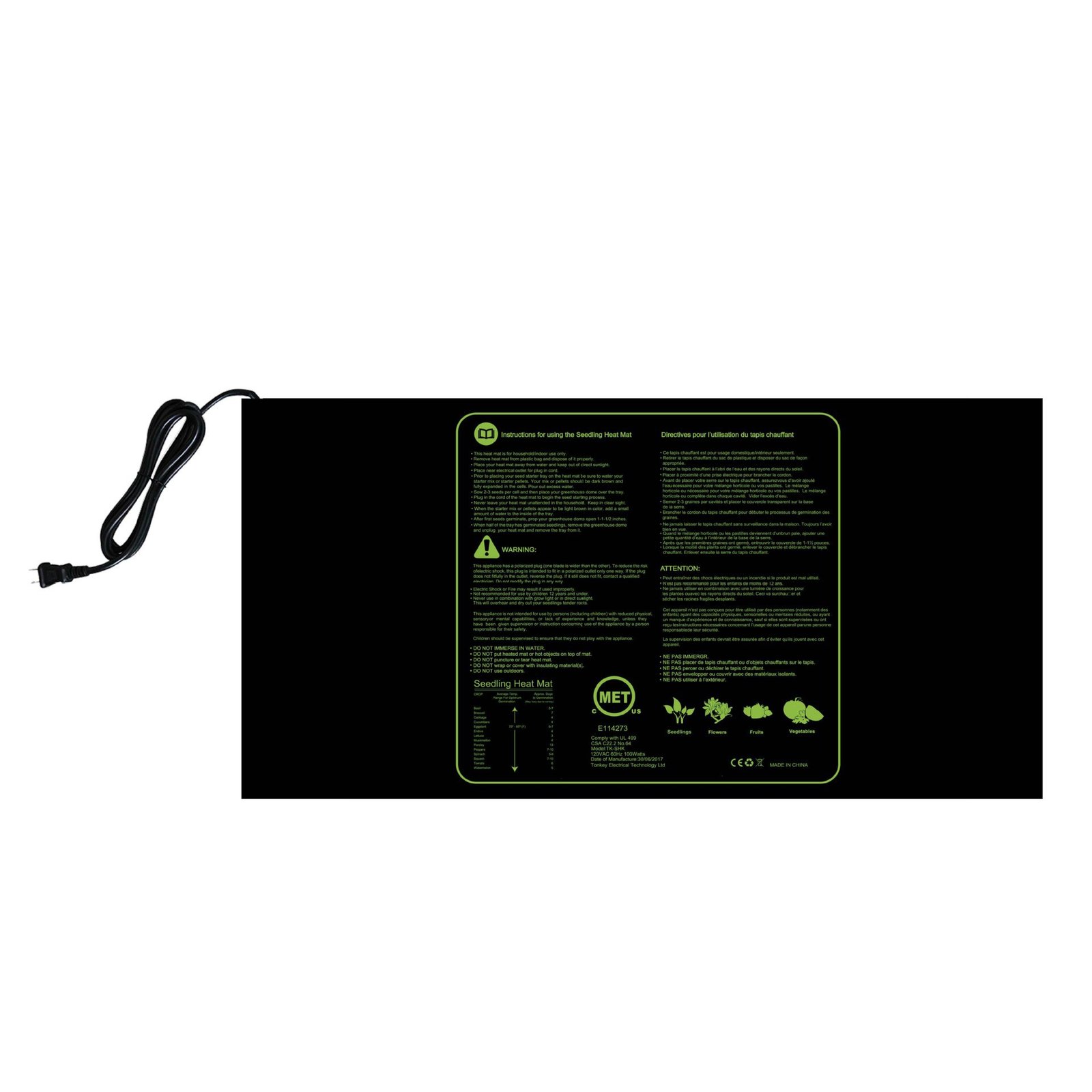 Plant Temperature Regulating Heating Pad Seed Growth Germination Waterproof Heating Pad Seedling Cultivation Seedling Pad - Image 6