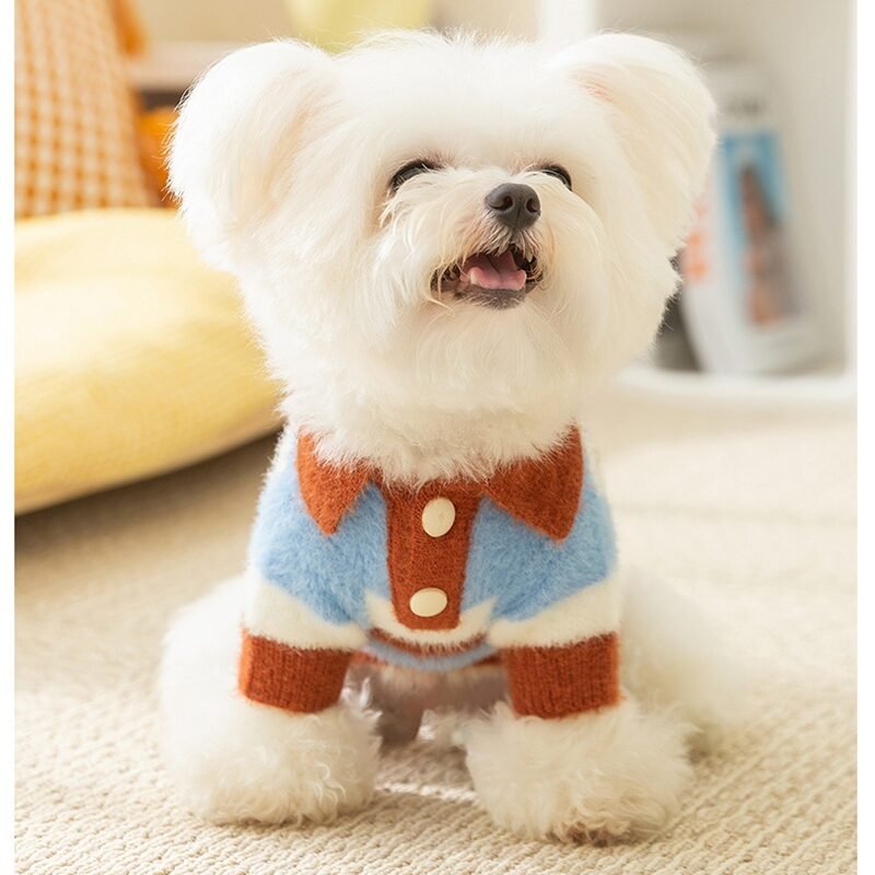 Little Dog Clothes For Autumn And Winter, Small Dog For Winter Warmth, Teddy Bichon Frise POLO Collar Pet Winter Two-legged Sweater - Image 8