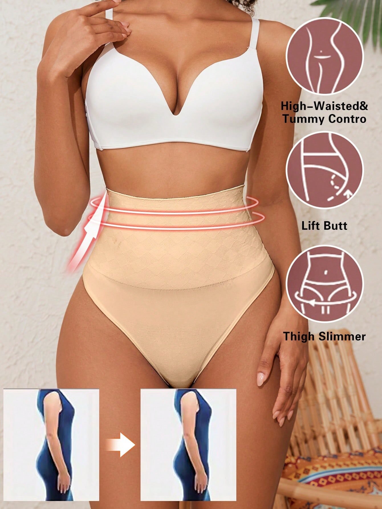 High-Waisted Shapewear Thong Tummy Control Butt Lifter Full Body Slimming Seamless Body Shaper - Image 36