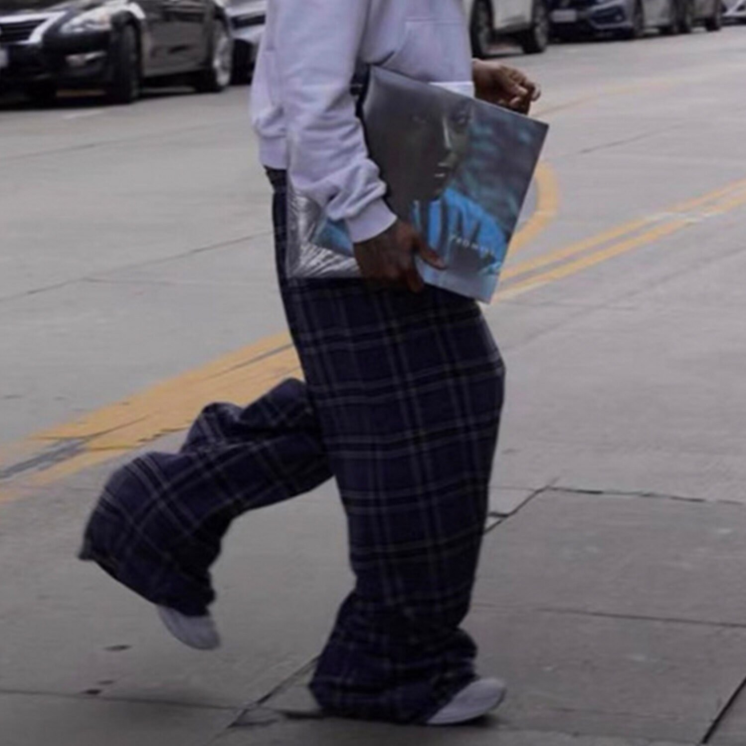 Neutral Straight Plaid Drawstring Casual Pants - Image 2