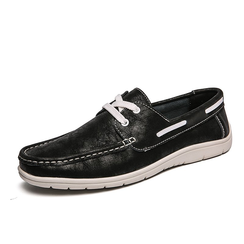 Men's Versatile Low Cut Frosted Cowhide Single Shoes - Image 2
