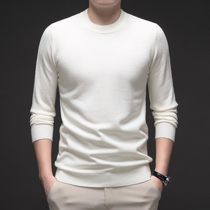 Solid Color Men's Round Neck Long Sleeve Autumn And Winter Leisure Sweater - Image 9