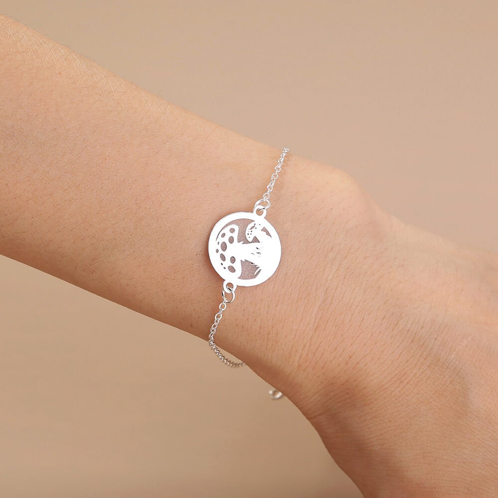 Glow-in-the-dark round brass mushroom bracelet - Image 2