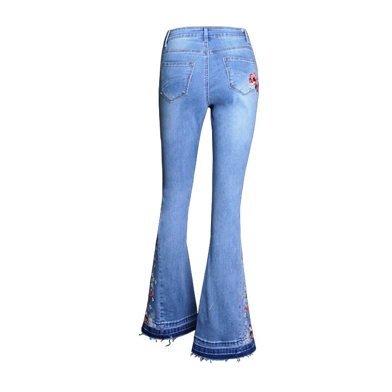 Denim Flared Pants Women Embroidered Embroidery - Image 5