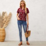 Loose Type See-Through Conventional Sleeve Temperament Commuter Printing Long-Sleeved Pullover Top