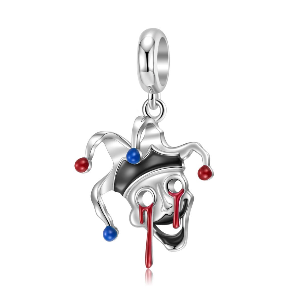 Creative Tragic Clown 925 Silver Drop Glue Pendant Fashion Bracelet Necklace DIY Pendant Accessories —