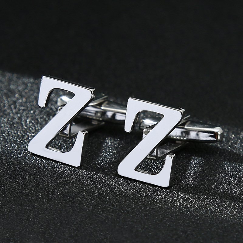 English alphabet cufflinks cuff nails men's French buttons - Image 9