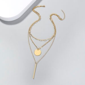Personality Round Sequin y-shaped multi-layer Necklace