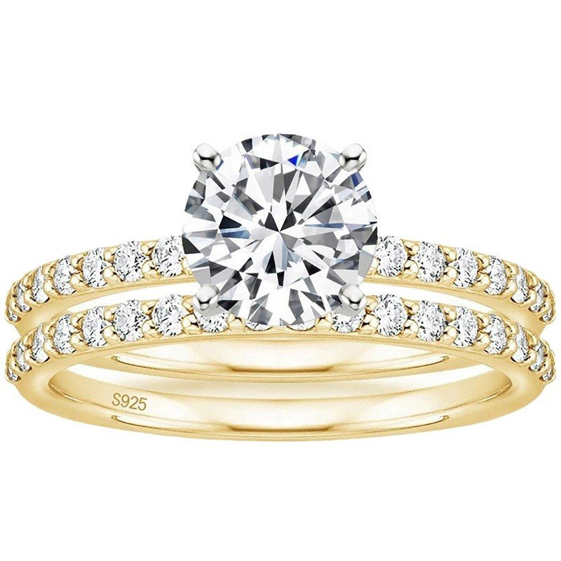 S925 Four-claw Inlaid 12 Karat 7mm Round Zircon Set Ring - Image 4