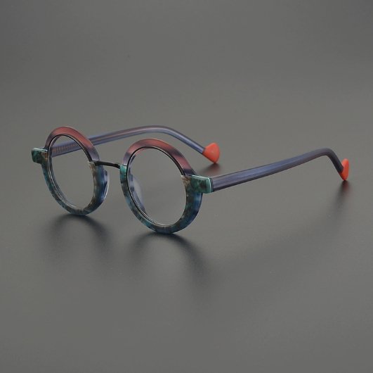 Retro And Versatile Color-blocked Round Glasses Frame - Image 6