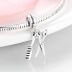 S925 Sterling Silver Pearl Pendant Hair Dryer Scissors Comb Bracelet Diy Accessories