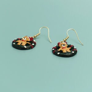 Europe And The United States Christmas Cartoon Bear Circle Earrings Holiday Ornaments Niche Creative Earrings